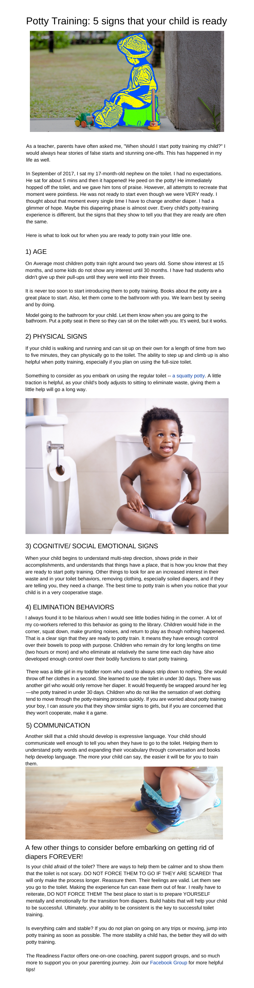 Potty Training: 5 Signs That your Child is Ready - full text